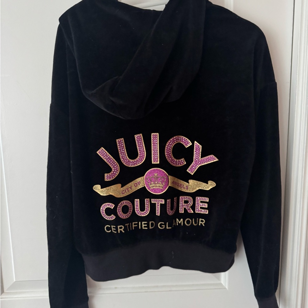 Juicy coutour black label Velour Zip-Up Hoodie size s